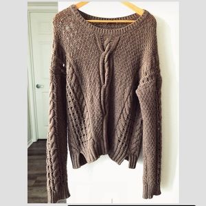 VINCE Yak Yak Wool Brown Sweater waffle knit